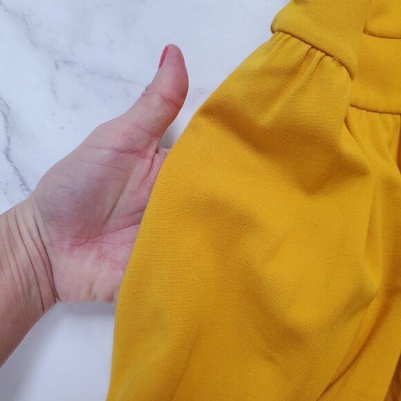 Modcloth Asymmetric Zipper Collar Mustard Yellow Dress Pockets XS - Picture 5 of 7